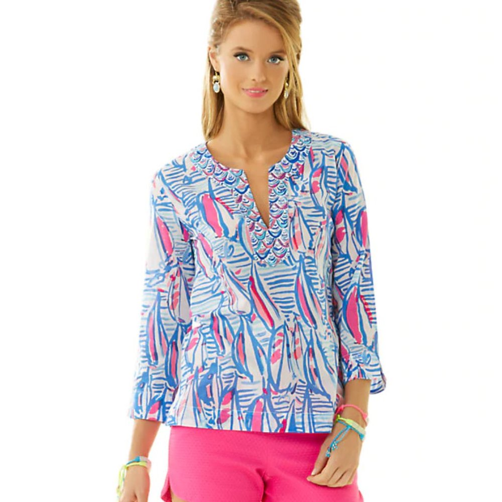 Lilly Pulitzer Amelia Island Tunic M Pink Blue